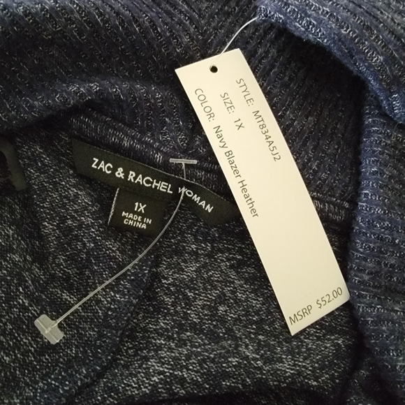 Zac & Rachel Cowl Neck Navy Heather Blue Sweater - Picture 5 of 6